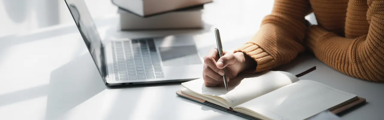 Person studying contract law open course content