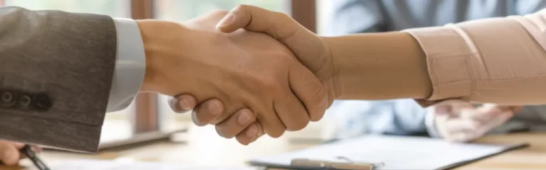 Office scene expressing the contract law training course Effective contract negotiation.